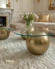 Küre Orta Sehpa - Gold - Fasulye - Şeffaf Cam Küre Orta Sehpa - Gold - Fasulye - Şeffaf Cam