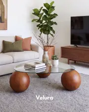 Küre Orta Sehpa - Ceviz Top - Üçgen - Şeffaf Cam 