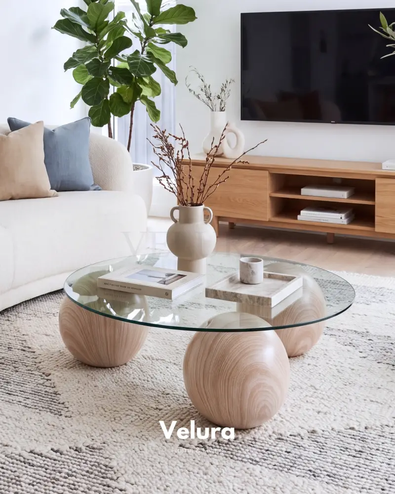 Küre Orta Sehpa - Natural - Yuvarlak Şeffaf Cam Küre Orta Sehpa - Natural - Yuvarlak Şeffaf Cam