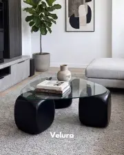 Küre Orta Sehpa - Siyah Zar - Üçgen - Şeffaf Cam