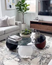 Küre Orta Sehpa - 1 Siyah Top & 1 Beyaz Top & 1 Ceviz Top - Yuvarlak - Füme Cam Küre Orta Sehpa - 1 Siyah Top & 1 Beyaz Top & 1 Ceviz Top - Yuvarlak - Füme Cam