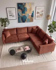 Armin 5 Modül Köşe Takımı - Kadife - Kiremit