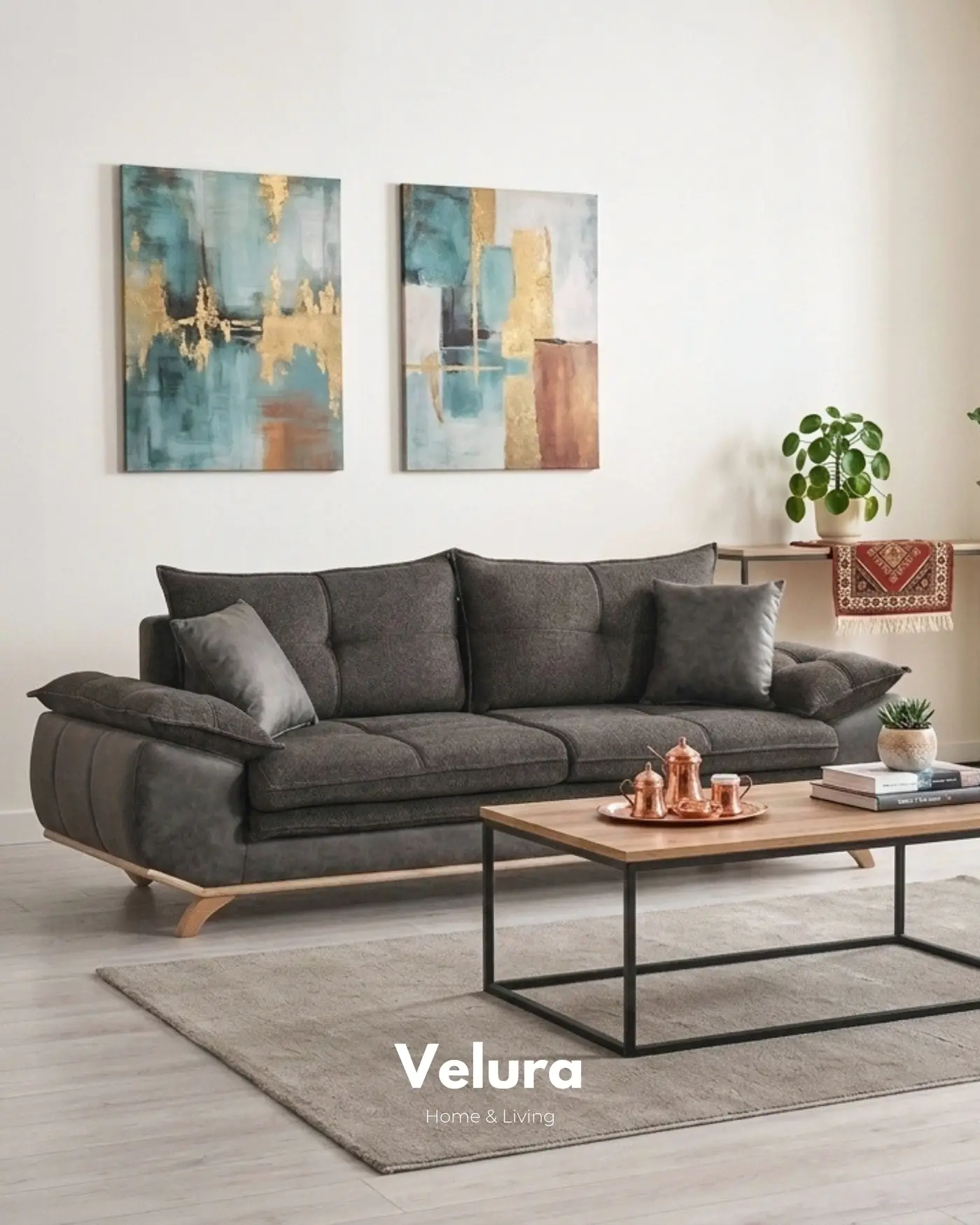 Bukle Kumaş Uyumlu Şık Kanepe Modeli