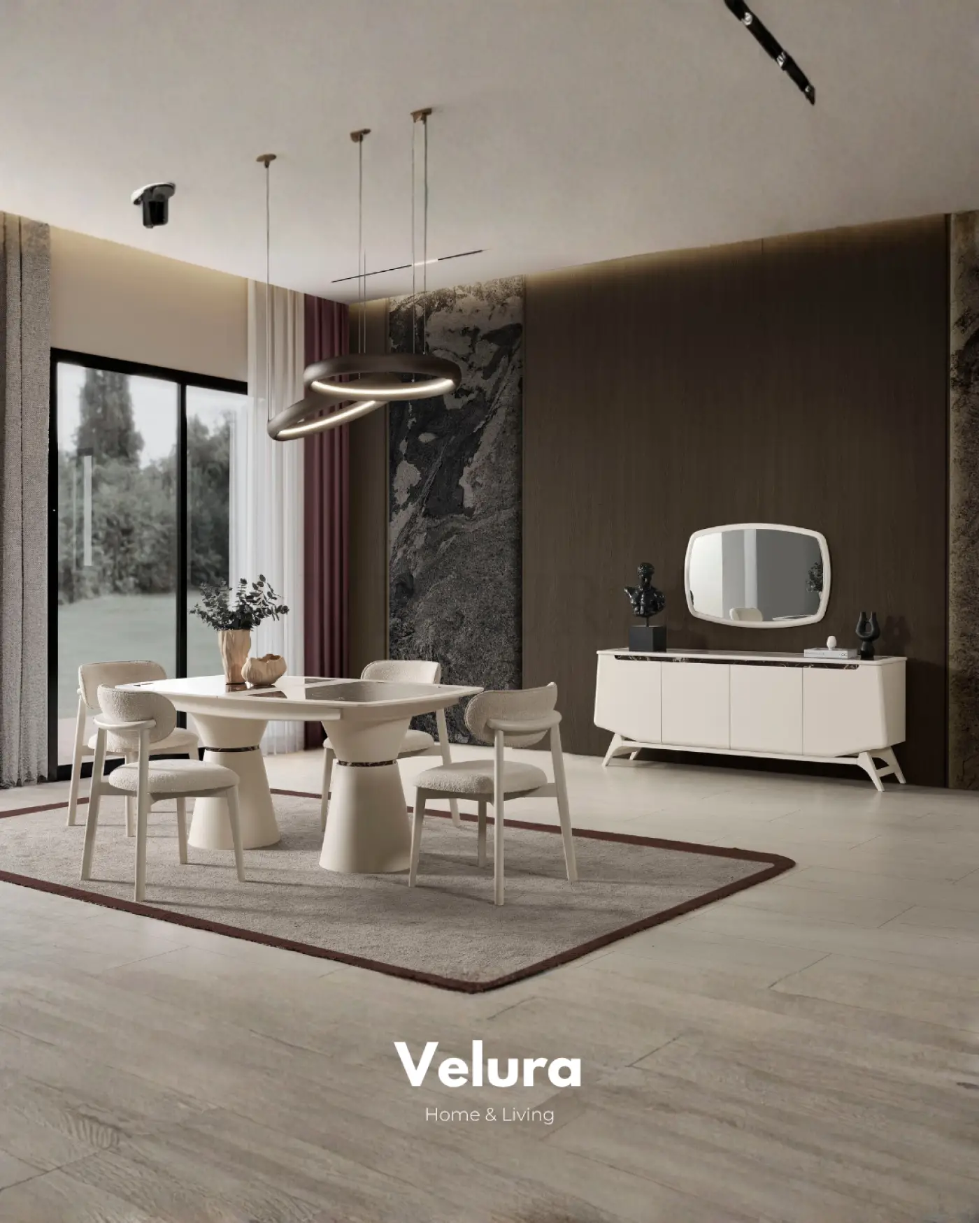 Balat Konsol krem renkli seramik üst yüzeyli modern konsol modeli