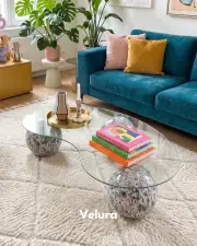 Küre Orta Sehpa - Bianca- Fasulye -  Şeffaf Cam