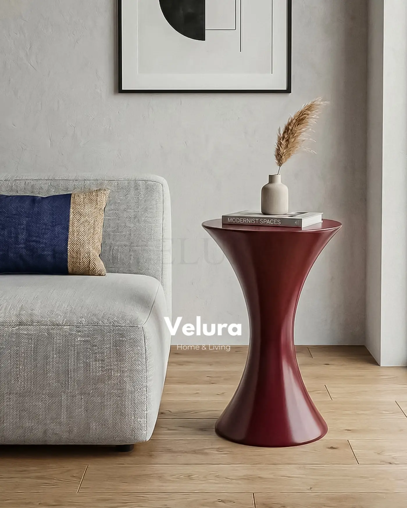 Bordo Dante Yan Sehpa 40 x 40 cm ölçülü 60 cm yüksekliğinde dekoratif yan sehpa