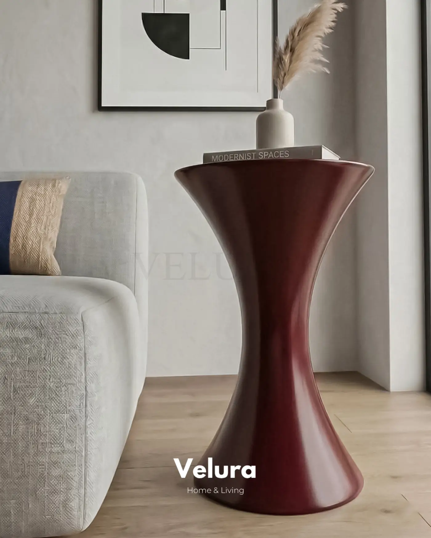 Bordo Dante Yan Sehpa 40 x 40 cm ölçülü 60 cm yüksekliğinde dekoratif yan sehpa