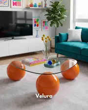 Küre Orta Sehpa - Turuncu - Üçgen - Şeffaf Cam