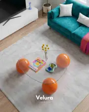 Küre Orta Sehpa - Turuncu - Üçgen - Şeffaf Cam