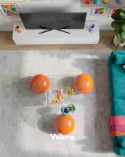 Küre Orta Sehpa - Turuncu - Üçgen - Şeffaf Cam