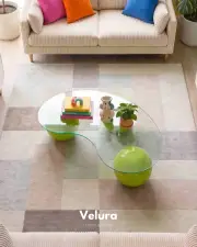 Küre Orta Sehpa - Fıstık Yeşili - Fasulye - Şeffaf Cam