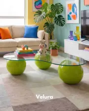 Küre Orta Sehpa - Fıstık Yeşili - Fasulye - Şeffaf Cam