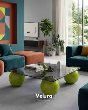 Küre Orta Sehpa - Fıstık Yeşili - Kare - Füme Cam