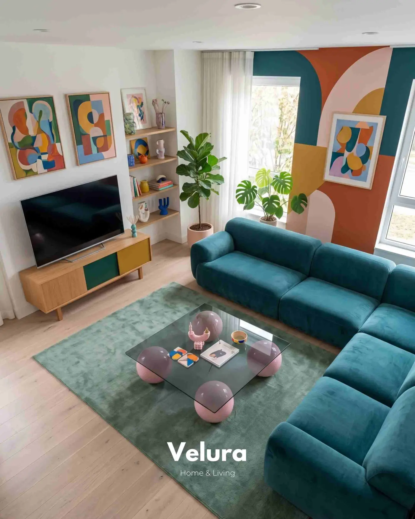 Modern kare koyu füme camlı pembe salon sehpası