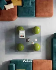 Küre Orta Sehpa - Fıstık Yeşili - Kare - Füme Cam