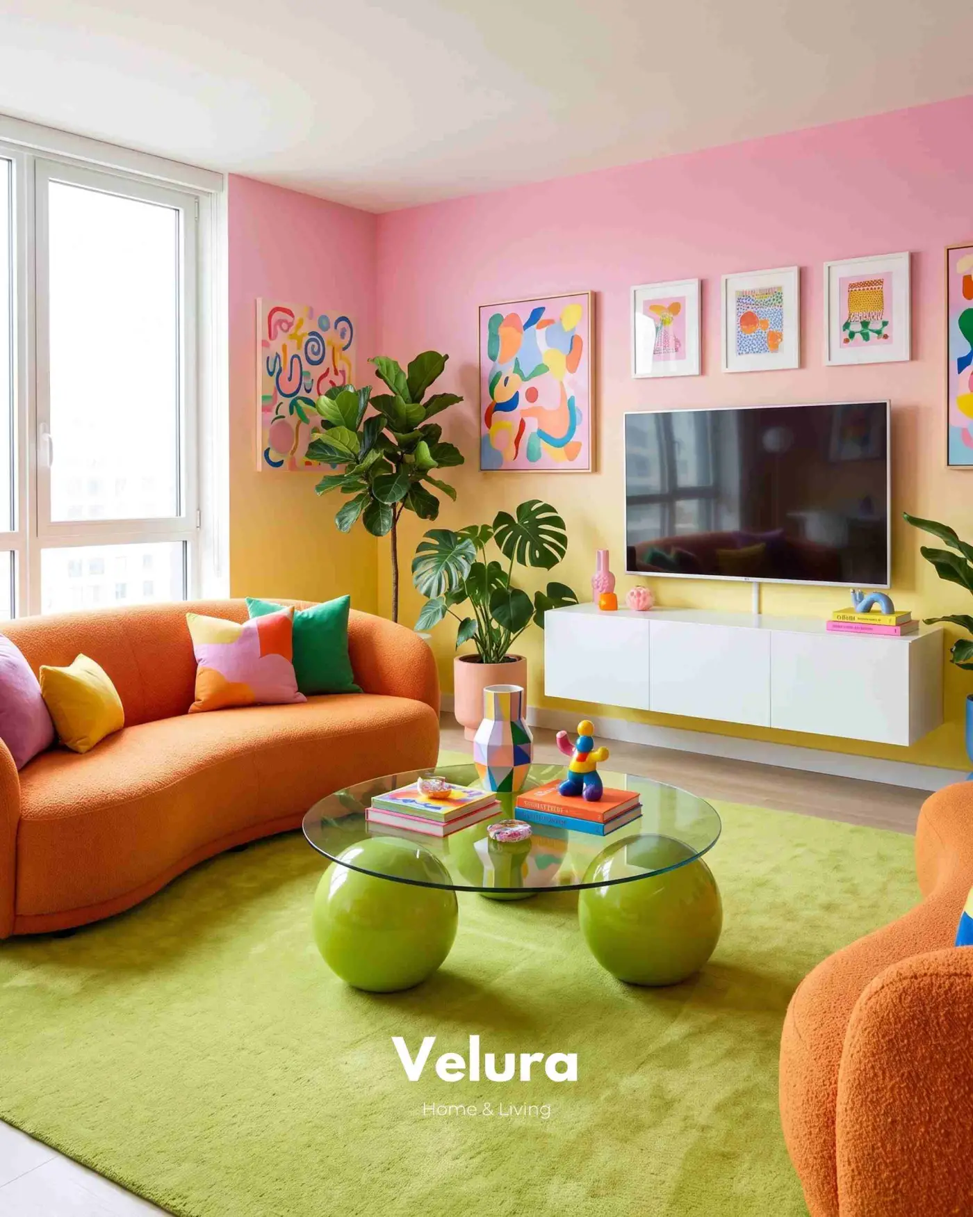 Velura Home fıstık yeşili poliüretan ayaklı cam sehpa