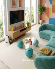 Küre Orta Sehpa - Turkuaz - Üçgen - Şeffaf Cam