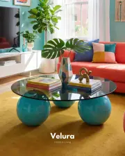 Küre Orta Sehpa - Turkuaz - Yuvarlak - Füme Cam