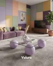 Küre Orta Sehpa - Mor - Kare - Şeffaf Cam