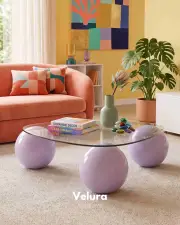 Küre Orta Sehpa - Mor - Üçgen - Şeffaf Cam