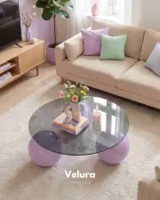 Küre Orta Sehpa - Mor - Yuvarlak - Füme Cam