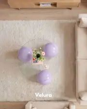Küre Orta Sehpa - Mor -  Yuvarlak - Şeffaf Cam