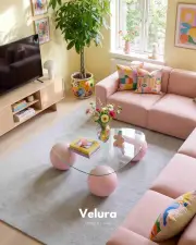 Küre Orta Sehpa - Pembe - Üçgen - Şeffaf Cam