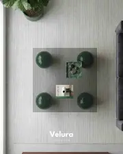 Küre Orta Sehpa - Koyu Yeşil - Kare - Füme Cam