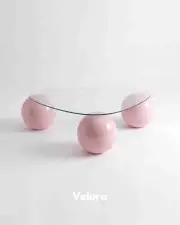 Küre Orta Sehpa - Pembe - Üçgen - Şeffaf Cam