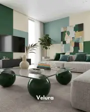 Küre Orta Sehpa - Koyu Yeşil - Kare - Şeffaf Cam