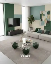 Küre Orta Sehpa - Koyu Yeşil - Kare - Şeffaf Cam
