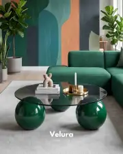 Küre Orta Sehpa - Koyu Yeşil - Yuvarlak - Füme Cam
