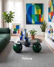 Küre Orta Sehpa - Koyu Yeşil - Yuvarlak - Füme Cam