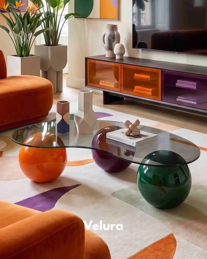 Küre Orta Sehpa - Colorium - Fasulye - Füme Cam