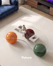 Küre Orta Sehpa - Colorium - Fasulye - Şeffaf Cam