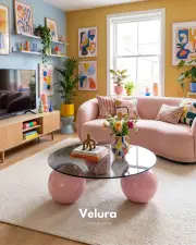 Küre Orta Sehpa - Pembe - Yuvarlak - Füme Cam