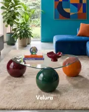 Küre Orta Sehpa - Colorium - Üçgen - Şeffaf Cam