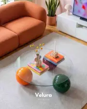 Küre Orta Sehpa - Colorium -  Yuvarlak - Şeffaf Cam