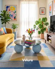 Küre Orta Sehpa - Açık Mavi - Yuvarlak - Füme Cam