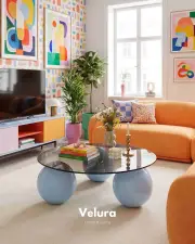 Küre Orta Sehpa - Açık Mavi - Yuvarlak - Füme Cam