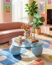 Küre Orta Sehpa - Pembe -  Yuvarlak - Şeffaf Cam