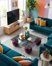 Küre Orta Sehpa - Bordo - Kare - Füme Cam