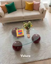Küre Orta Sehpa - Bordo - Üçgen - Şeffaf Cam