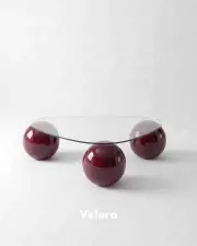 Küre Orta Sehpa - Bordo - Üçgen - Şeffaf Cam