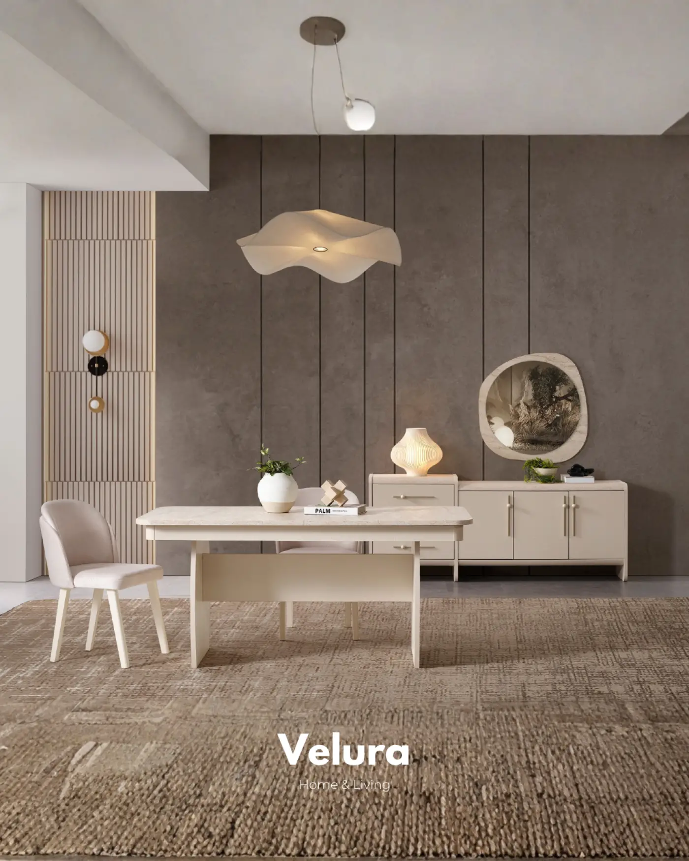 Defne Konsol Krem traverten desenli modern konsol modeli
