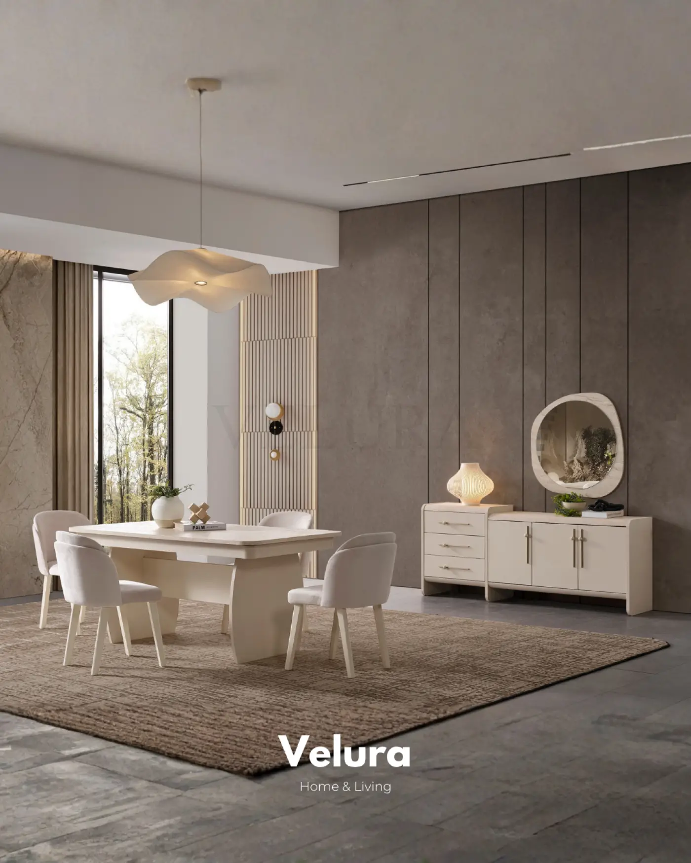 Defne Konsol Krem traverten desenli modern konsol modeli