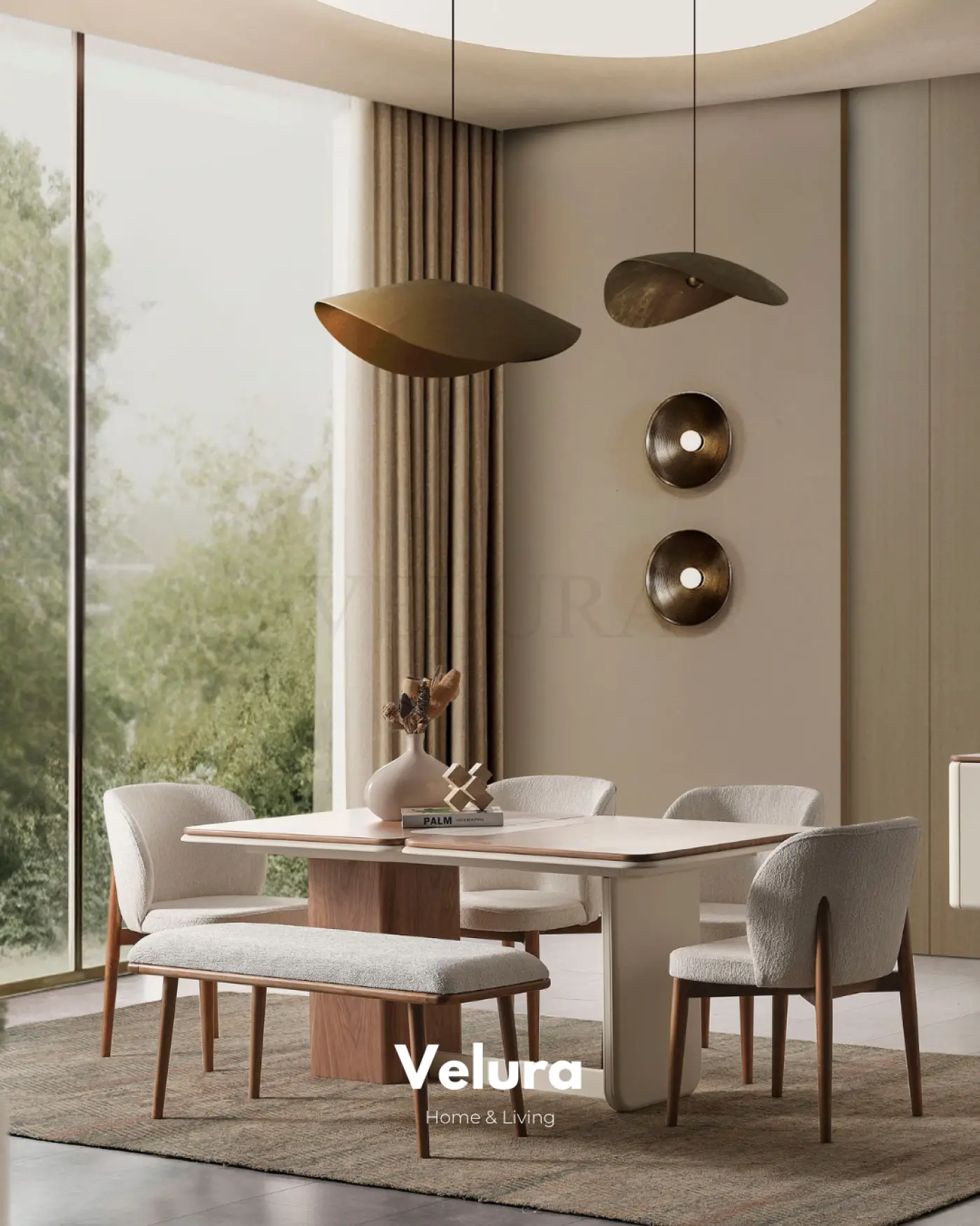 Modern yemek odası için Enna Ekru geniş yemek masası