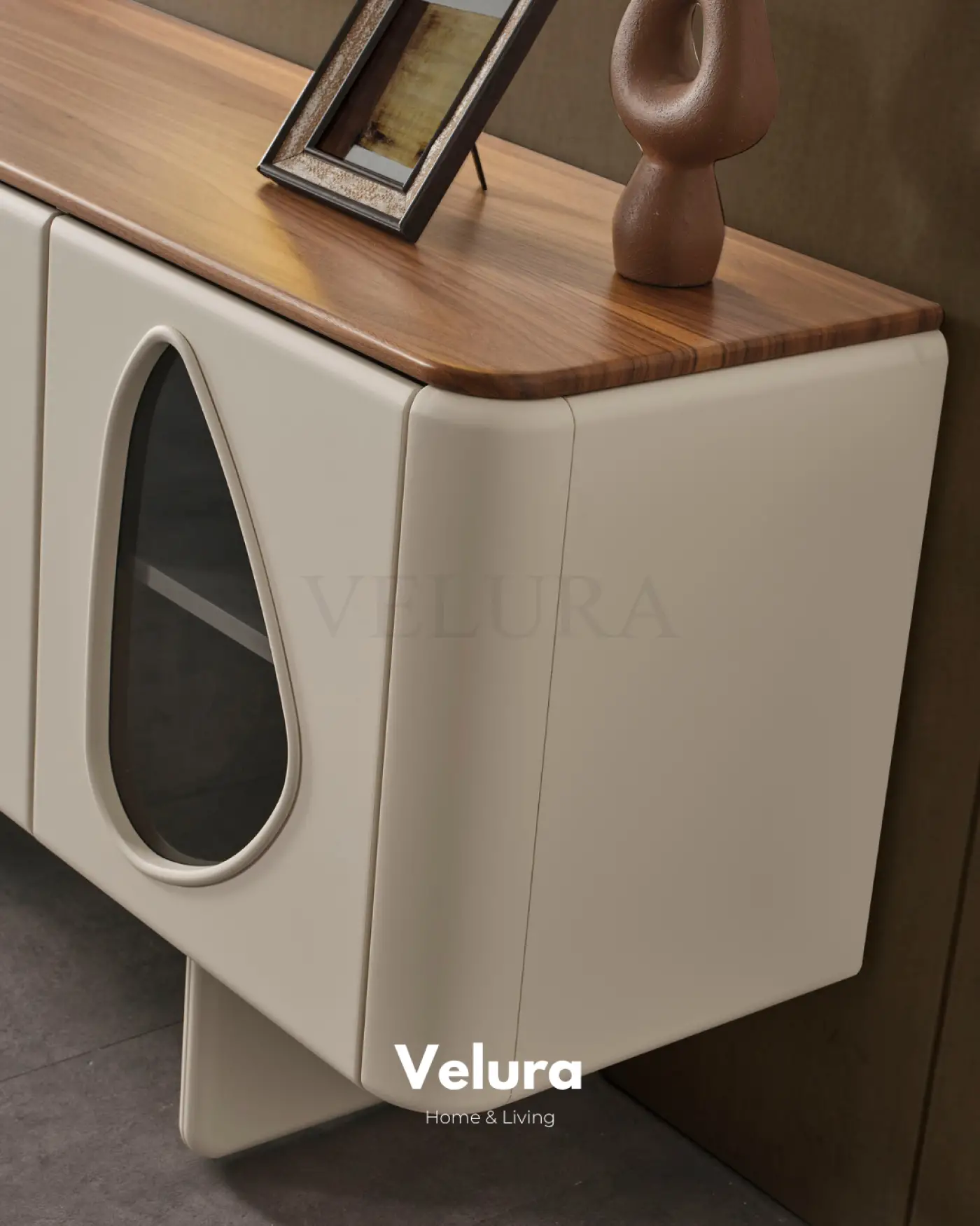 Enna Ekru Konsol modern ekru ceviz renkli aynalı konsol modeli