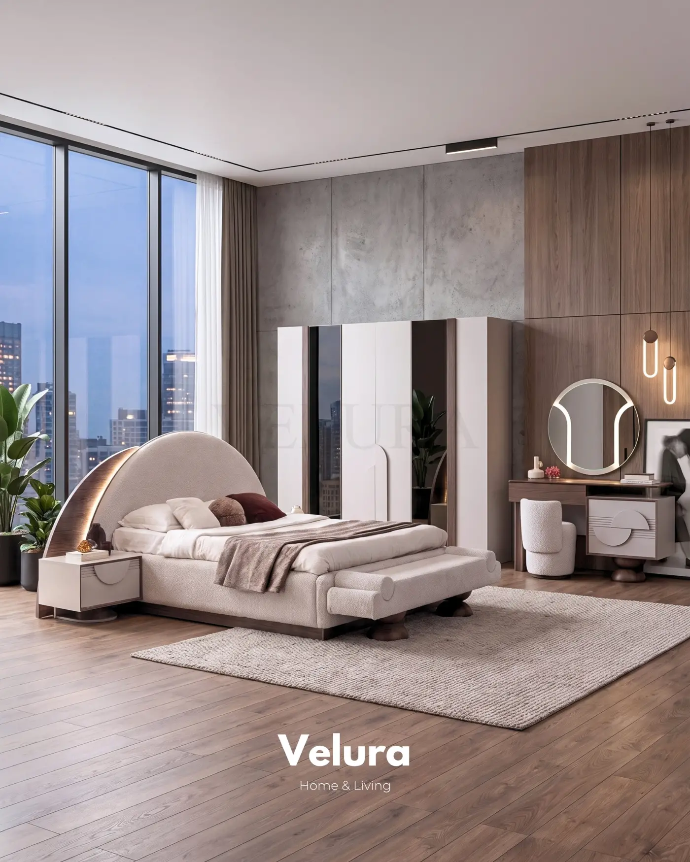 Estella 6 kapaklı dolap karyola komodin şifonyer modern yatak odası