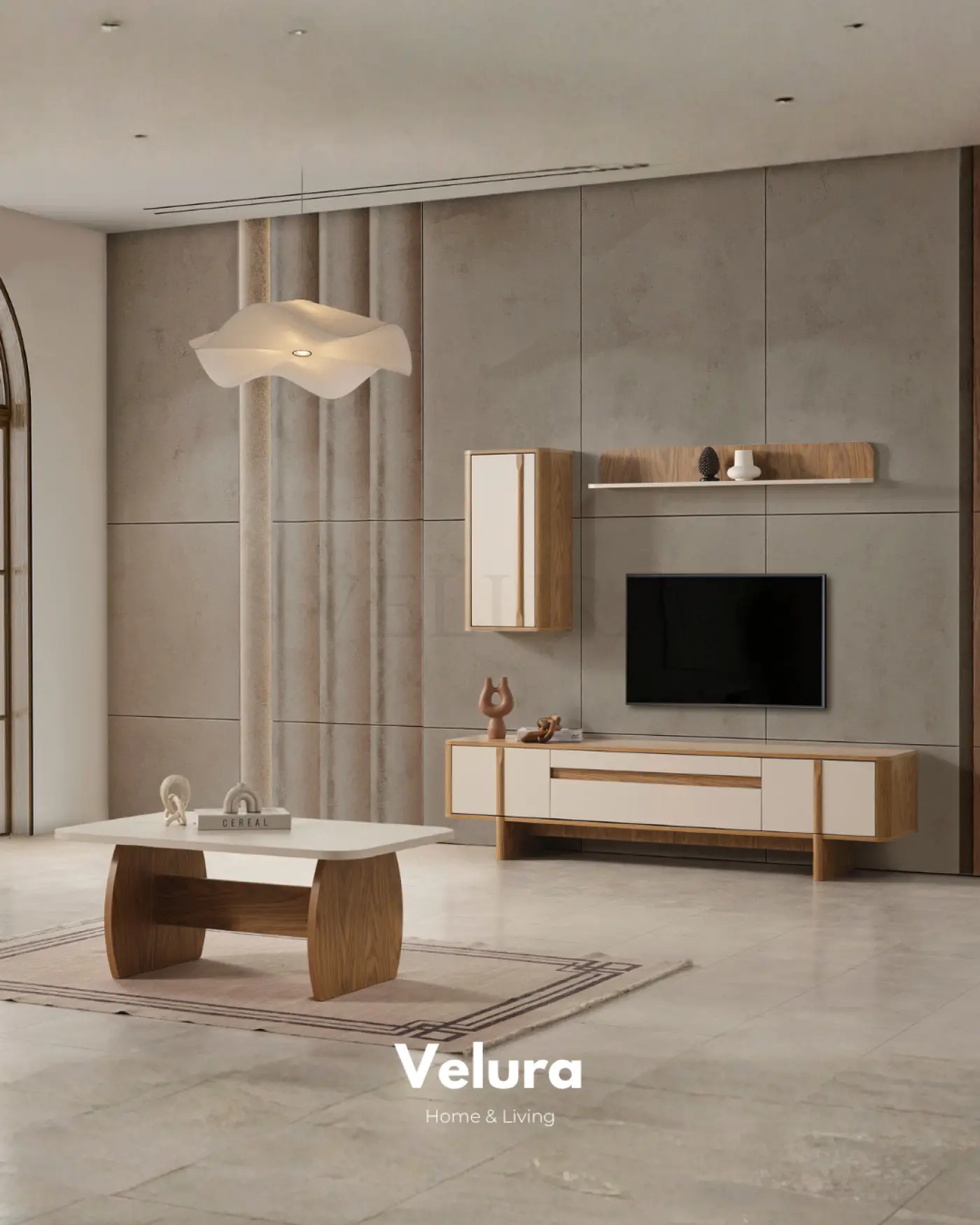 Eylül Orta Sehpa Naturel ve Krem modern salon sehpası